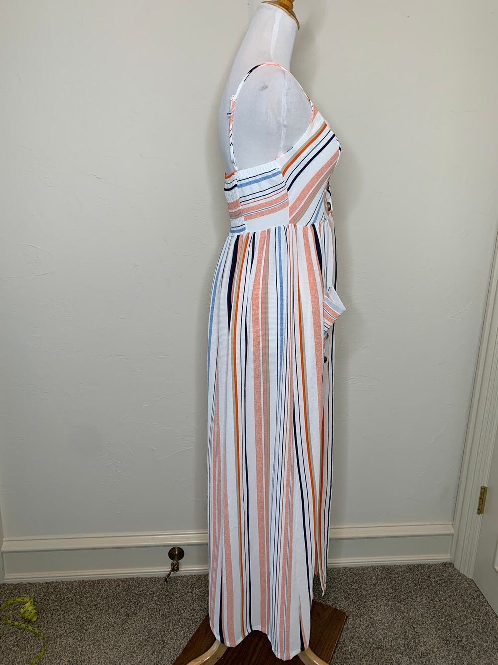 NWT Striped Midi Dress Stilletto's Orange Blue Cream Sz Medium